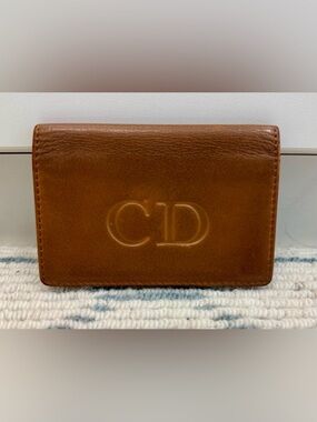 DIOR Vintage Y2K Rare Unisex Brown Leather Classic CD Logo Card Holder Wallet